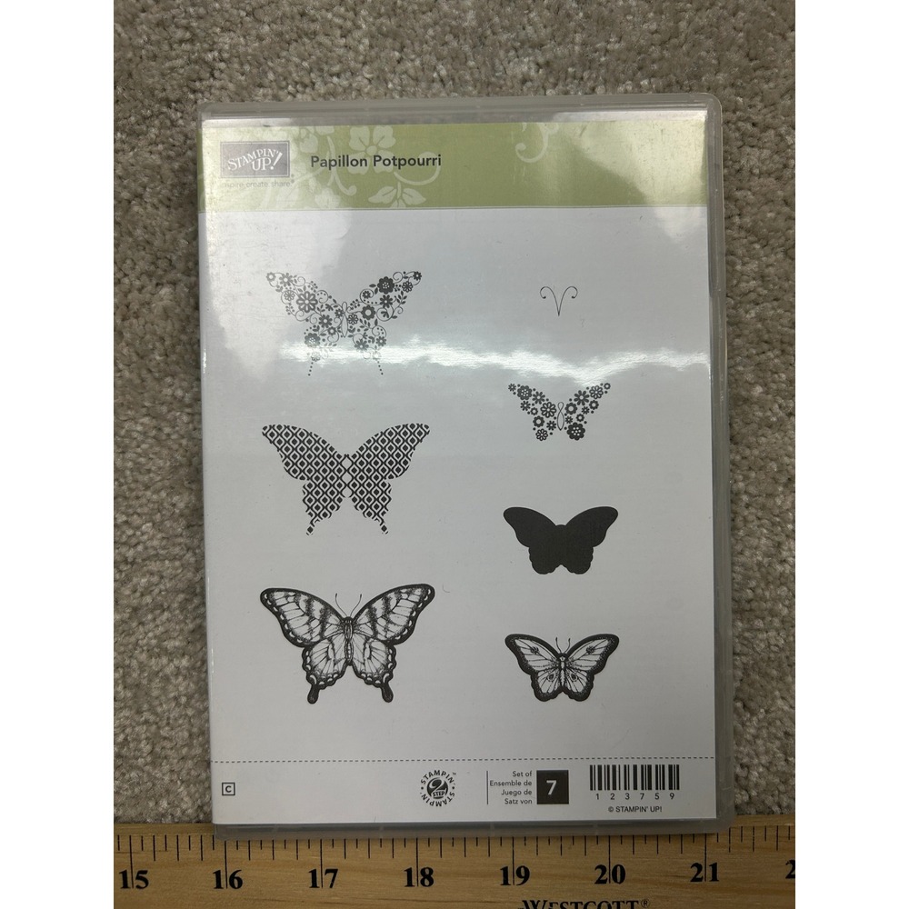 Stampin Up Papillon Potpourri 123759 Clear Mount Rubber Stamps Butterfly 7pc